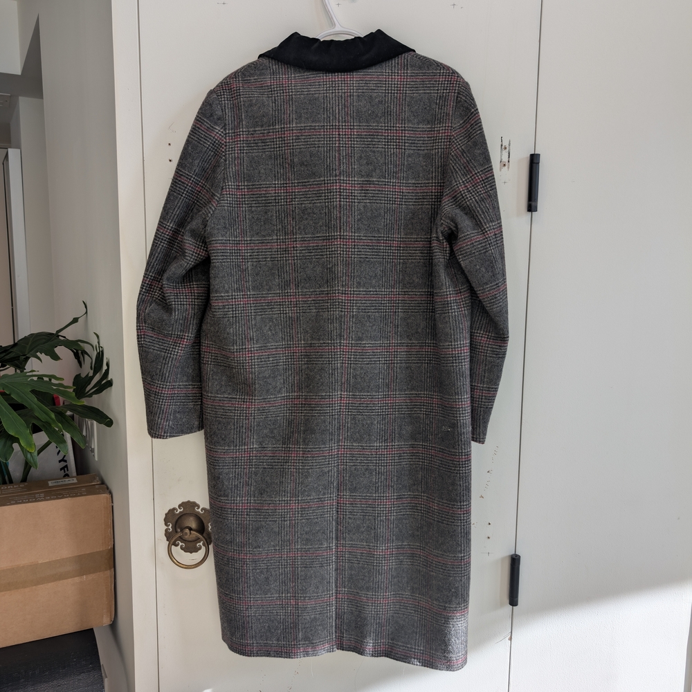 MAISON KITSUNE Gray and Black Plaid Pea Coat - Picture 5 of 5
